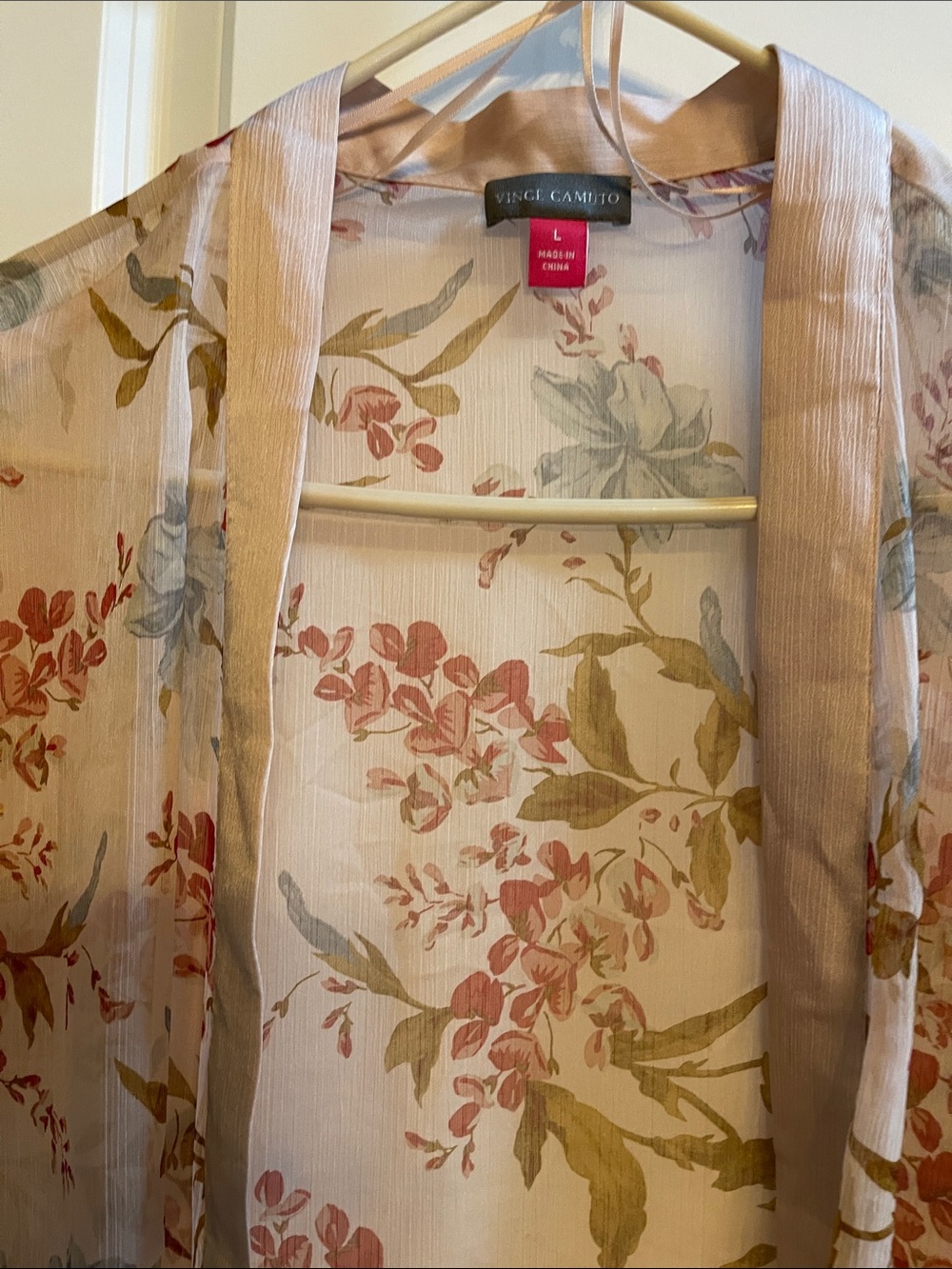 Vince Camuto Sheer Floral Kimono in Blush and Sage